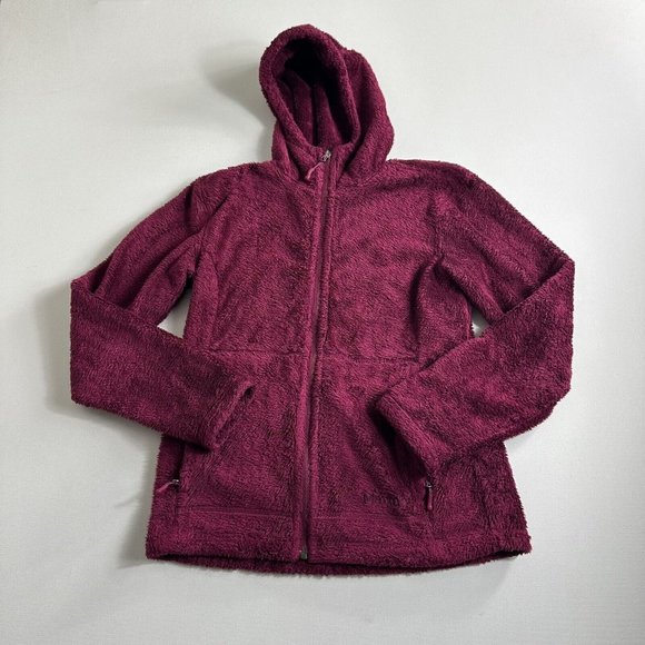 Marmot Fleece Hooded‎ Jacket Womens Size Medium Full Zip Red Zip Pockets Hoodie - Picture 1 of 10